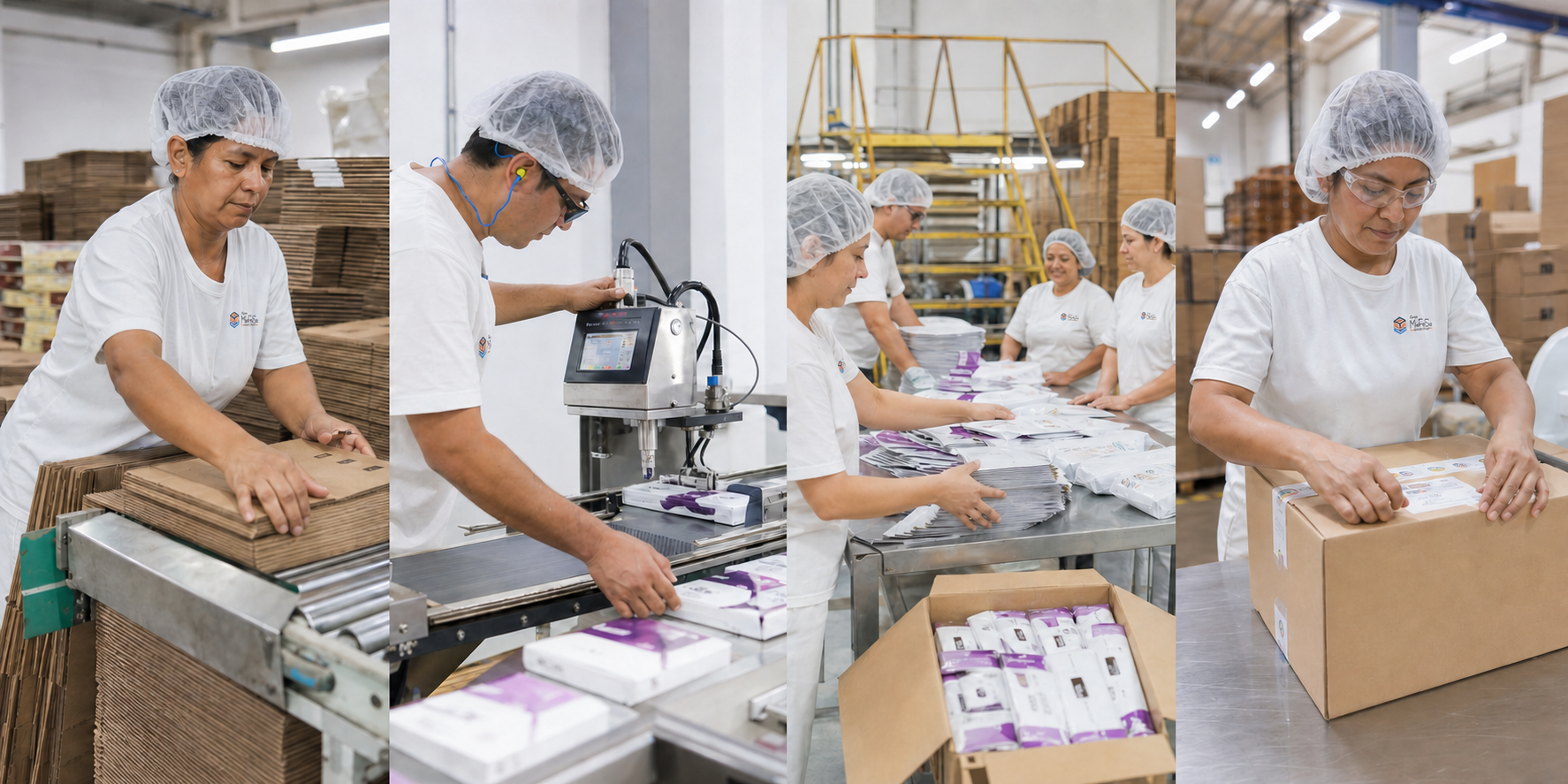 Secuencia de alimentación de plegadizas, codificación, surtido y etiquetado de cajas